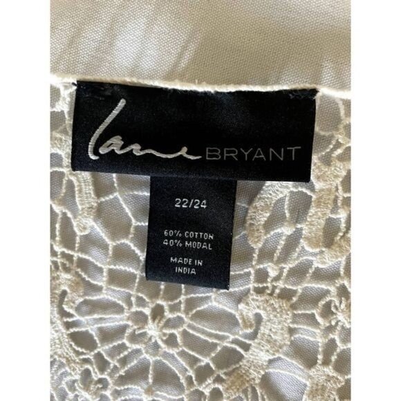 Lane Bryant Top Blouse Shirt Plus Size 22 24 Blue White Lace Clear Sequin - Picture 8 of 11